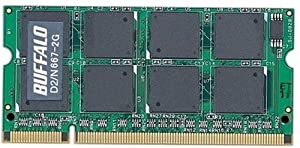 BUFFALO ノートPC用増設メモリ PC2-5300(DDR2-667) 2GB MV-D2/N667-2G(中古品)