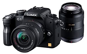 パナソニック デジタル一眼カメラ LUMIX (ルミックス) G1 Wレンズキット コンフォートブラック DMC-G1W-K(中古品)