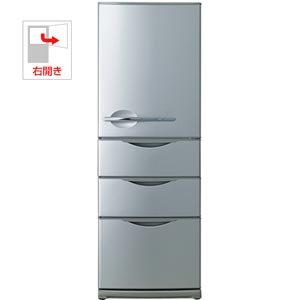 サンヨー 355L 4ドア ノンフロン冷蔵庫（ヘアラインシルバー）SANYO SR-361U-S(中古品)