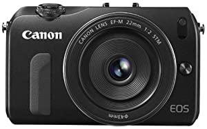 Canon ミラーレス一眼カメラ EOS M レンズキット EF-M22mm F2 STM付属 ブラック EOSMBK-22STMLK(中古品)