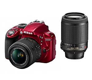 Nikon デジタル一眼レフカメラ D3300 ダブルズームキット レッド D3300WZRD(中古品)