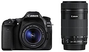 Canon デジタル一眼レフカメラ EOS 80D ダブルズームキット EF-S18-55 IS STM/EF-S55-250 IS STM付属 EOS80D-WKIT(中古品)